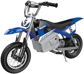 Razor MX350 Dirt Rocket Electric Motocross Off-Road Bike for Age 13+, Up to 30 Minutes Continuous Ride Time, 12" Air-Filled Tires, Hand-Operated Rear Brake, Twist Grip Throttle, Chain-Driven Motor