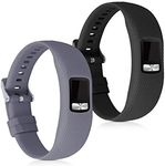 kwmobile Straps Compatible with Garmin Vivofit 4 Straps - 2x Replacement Silicone Watch Bands - Grey/Black