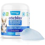 Vetnique Labs Oticbliss Dog Ear Cleaning Wipe with Odor Control, Dog Ear Cleaning Solution and Itch Relief Reduces Head Shaking for Dogs & Cats - Clear The Ear 100ct Ear Wipes for Dogs