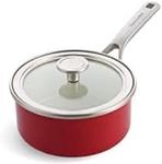 KitchenAid Steel Core Enamel 16 cm/1.3 Litre Saucepan with Lid, German Engineered Enamel, Induction, Oven Safe, Empire Red