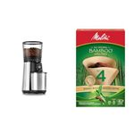 OXO Brew Conical Burr Coffee Grinder + Melitta Bamboo Super Premium Coffee Filters (80 Count)