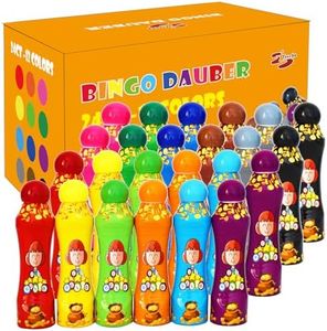 Yuanhe Bingo Daubers Dot Markers - 3 oz Paint Dotter Bingo Dabbers/Dobbers for Art Supplies, Set of 24 (12 Colors)