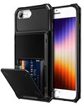 Vofolen for iPhone SE3 Case Credit Card Holder ID Slot Pocket Dual Layer Protective Bumper Rugged TPU Rubber Armor Hard Shell Cover for iPhone SE3 2022 iPhone SE/7/8 Black