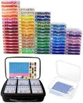 FANGZH 64 PCS Diamond Painting Storage Case, Bead Storage Containers with Lids & Label Stickers, Portable Diamond Art Organizer Box with Carrying Handle, Black