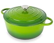 Cast Iron Dutch Oven with Lid – Non-Stick Ovenproof Enamelled Casserole Pot, Oven Safe up to 500° F – Sturdy Dutch Oven Cookware – Green, 6.4-Quart, 28cm – by Nuovva