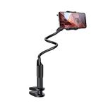 Amkette Flexi Phone Tabletop Holder, Flexible Telescopic Long Arm Mount with 360 Degree Rotatable Clamp Compatible with All Smartphones Upto 6.8 Inches (Black)