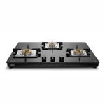 Glen Ultra Slim Premium LPG Gas Stove 3 Burner 75 cm | Auto Ignition | 1 Jumbo Forged Brass Burner | 8 MM Toughened Glass Top | Black | 2 years standard & 5 years glass Warranty | 1073USBL75