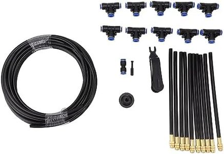 Above Ground Sprinkler System Kit for Large Areas with 360° Adjustable Bendable Nozzle, Lawn Garden Irrigation System Kit with 10m Hose and Full Set of Accessories (EU Standard)