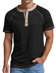 Sailwind Men's Henley Short Sleeve T-Shirt Cotton Casual Shirt Black