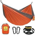 Wise Owl Outfitters Hammock for Camping Single Hammocks Gear for The Outdoors Backpacking Survival or Travel - Portable Lightweight Parachute Nylon SO Orange & Grey