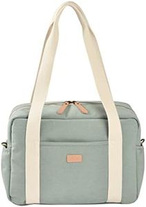 BÉABA, Sac à Langer pour Bébé, Multiples Compartiments, 10 poches, Glissière trolley-valises, Bandoulière, Pochette isotherme, Matelas à Langer, Déperlant, Contenance 16L, Sac Paris, Vert Sauge
