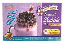 Bubble Tea COMPLETE SET. BEST DIY Boba/Bubble Tea Kit, Ready In 45 Seconds, 5 Packs Milk Tea Powder + 5 Packs Brown Sugar Tapioca Pearls+ 5 Bubble tea Straws By APEXY (Taro)