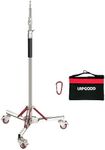 Lapgood Heavy Duty Light Stand with Casters, Adjustable Tripod Stand with 100% Stainless Steel, Photography Wheeled Base Stand for Studio Softbox, Monolight, Reflector, Max Height: 10ft/305cm