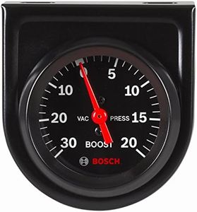 Bosch SP0F000050 Style Line 2" Mechanical Vacuum/Boost Gauge (Black Dial Face, Black Bezel)