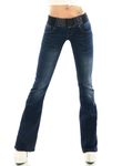 Red Seventy Women's Stretch Denim Skinny Boot Cut Jeans Pants Blue Faded with Belt UK 6-14 (10, Blue WT359)