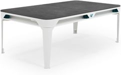 CORNILLEAU - Hyphen Outdoor - Outdoor Pool Table Convertible into a Dining Table, Weatherproof, Made in France - White Frame - Light Grey Cloth - Pockets Water Blue Table Tops: Mineral Decor