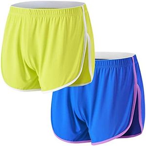 SUMABA Men's Mesh Running Shorts - Quick Dry, Breathable, Split Side, 3 Inch Inseam, Yellow/Blue, XXXL/3XL