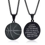 MEALGUET Basketball Pendant Sports Necklace - Personslized Customized Stainless Steel Hip Hop Jewelry Basketball Fans Gift For Mens For Birthday Fathers Day, Metal, No Gemstone