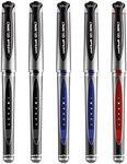 uni-ball Gel Impact Rollerball Pen Ball Point Pens - Broad Tip, 1mm Nib Black, Blue and Red Pack of 5