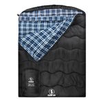 FORINBUY Winter Cotton Flannel Double Sleeping Bag,Queen Size Sleeping Bag for adults, 0 Degrees Cold Weather Waterproof 2 Person Sleeping Bag, Suitable for Couples Family Camping, RV Travel