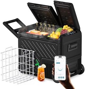 WOLFBOX 12V Car Refrigerator, 49 Quart Dual Zone Car Fridge, Portable Freezer(-8℉~68℉) with 12/24V DC 100/240V AC, APP Control Electric Cooler for Car, RV, Camping, Travel and Home Use