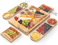 FamRica Charcuterie Board Set - Extra Large Cheese Board with 2 Drawers, Bamboo Cheese Tray Serving Board - Unique, Wedding, Housewarming, Birthday Gifts