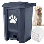 tebiete Dog Poop Trash Can Outdoors Pet Waste Station with Lid Dog Waste Disposal Container with Removable Inner Bin Bucket Hands-Free Pedal Garden Yard Home with Waste Bags, 15 L/4Gal Grey