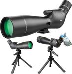 Three Triping Spotting Scope 20-60x80, Dual Focusing ED Spotting Scopes, FMC Lens, BAK4 Ultra High Definition Spotter Scope with Tripod, Phone Holder, Carrying Bag