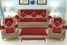 Jayvaam Sofa Cover with Cushion Cover and Table Cover - 3 Seater and 2 Seater Sofa Covers with Arm Set 16 Pcs - 3+1+1 Panels for Home Living Room Sofa Couch Decor (Maroon), Chenille