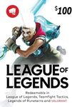 League of Legends $100 Gift Card - (Also redeemable in VALORANT, Teamfight Tactics and Legends of Runeterra) - PC [Online Game Code]