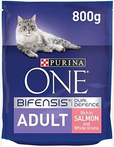 Purina ONE Adult Dry Cat Food Rich in Salmon 800g, Pack of 4