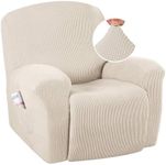 H.VERSAILTEX Super Stretch Recliner Cover Recliner Couch Covers Recliner Chair Cover Form Fitted Non Slip Reclining Slipcovers for Standard Large Recliner, Soft Thick (1 Pack, Beige)