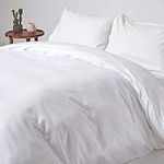 HOMESCAPES White Brushed Cotton Duvet Cover Set Single with Pillowcase 100% Cotton Portuguese Flannel Luxury Soft 170 GSM Flannelette Bedding