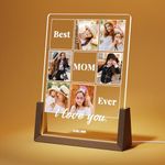 LUCKOR Personalized Mothers Day Gifts for Mom from Daughter Kid Son, Customized Gifts Acrylic Plaque with Photo, Custom Walnut Photo Frames LED, Mom Gift Ideas, Perfect for Mom's Birthday Mother's Day