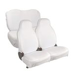 AUTOXYGEN Car Towel Seat Cover Accessories Front & Rear 100% Pure Cotton Fabric, Sweat Control Complete Set for Wagonr 2019 Onwards (Front Fixed Headrest, White)