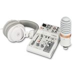 Yamaha AG03MK2 All-in-One Live Streaming Pack, Includes 3-Channel Mixer, Condenser Mic and Headphones, for Windows, Mac, iOS and Android, in White