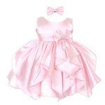 Fairy Dolls Baby Girl Bubble Hem Dress (SATINMIX01211_Baby Pink_6-12 Months)