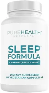 PUREHEALTH RESEARCH Sleep Formula - Fall Asleep Faster and Stay Asleep Longer, So You Wake Up Refreshed and Energized - Sleep Supplement with Valerian Root, GABA, and L-Tryptophan - 1 Bottle