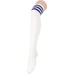 Century Star Women Athletic Over Knee Socks Striped Thigh High Stockings Cosplay Warmer Legging Socks White And Blue