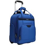 TIAWOLT Weekender Overnight 16Inch Underseat Carry-on Luggage with Wheels Soft Sided Lightweight Small Mini Suitcase Bag for Women and Men,Blue