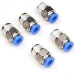 CEKER 1/4" NPT Push to Connect Fittings Air Fittings 6mm Tube Od Air Line Fittings Pneumatic Fittings Push in Connectors Air Hose Quick Connect Fittings 5Packs