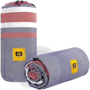 Big Blanket Co. Big Beachy Oversize Beach Blanket | Sand Resistant, Giant Beach Blanket | Huge Yet Compact and Portable Picnic Blanket | Red Stripes