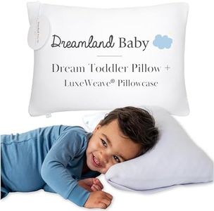 DREAMLAND BABY Toddler Pillow and Pillowcase, 13 x 18. Machine Washable, 100% Cotton Kids Pillow + Ultra Soft Viscose Pillowcase. Perfect Addition to Toddler Bedding Set, Ideal for Travel