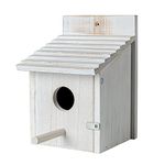 NATUREYLWL Bird Houses White Bird House Wooden Bird House Wood Bird House for Outside with Pole for Finch, Bluebird, Cardinals, Hanging Birdhouse Garden Country Cottages Bird Box House