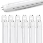 JESLED 4FT LED Tube Light Bulbs, 24W 6500K 3000LM, T8 T10 T12 Fluorescent Tubes Replacement, Dual-Ended Power, Bi-Pin G13 Base, Frosted, Ballast Bypass, Garage Warehouse Shop Lights (12-Pack)