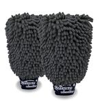 SOFTSPUN Microfiber Double Side Chenille Mitt, 2 Piece Set 1700 GSM Grey. Multi-Purpose Super Absorbent and Perfect Wash Clean with Lint-Scratch Free Cars, Window, Kitchen, Home Dusting!