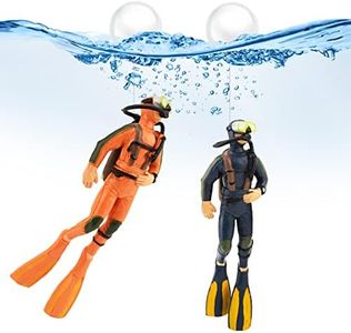 Bekecidi Paquete de 2 Decoraciones para Tanques de Peces Pequeño Buzo Adorno Decorativo Colgante Flotante para Accesorios creativos para Tanques de Peces, Decoraciones para acuarios(Azul + Naranja)