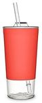 Ello Tidal 20oz Glass Tumbler with Straw, Friction Fit Lid and Silicone Band | Perfect for Iced Coffee, Tea, and Smoothies | Coral