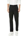 Amazon Essentials Men's Classic-Fit Wrinkle-Resistant Pleated Chino Trouser (Available in Big & Tall), Black, 34W / 32L