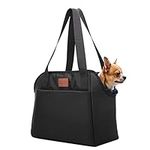 FDJASGY Dog Purse Carrier with Pocket and Safety Tether,Soft-Sided Small Dog Carrier for Small Medium Pet Outdoor Shopping Tote Bag Black